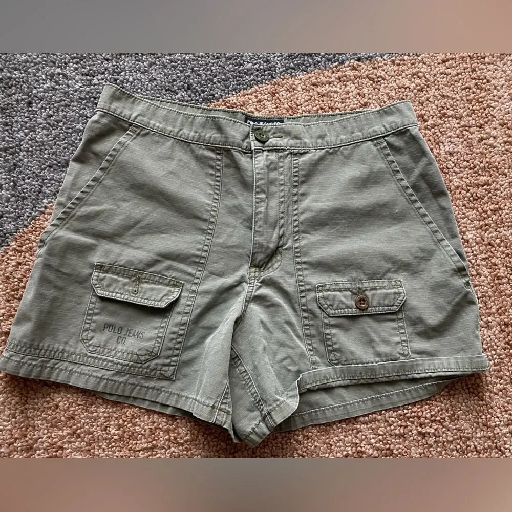 Y2K Polo Jeans Co Ralph Lauren Military Style Army Green Women’s Shorts 6 VTG - Picture 1 of 8